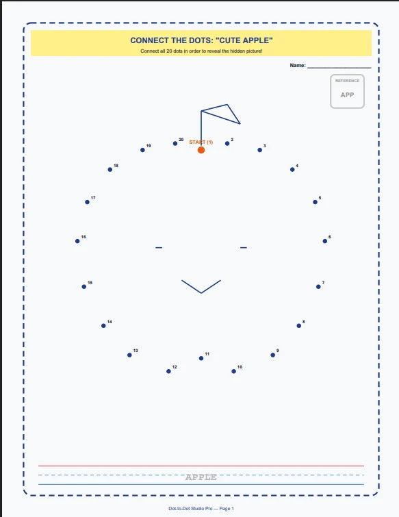 Dot-to-Dot and Tracing Worksheet Sample